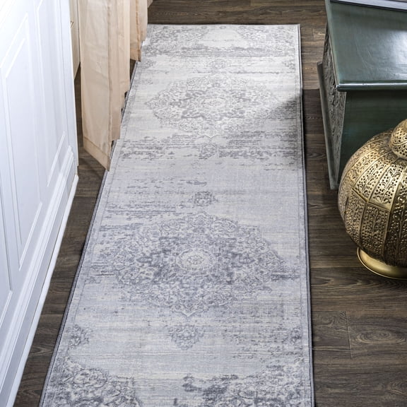 JONATHAN Y MODERN PERSIAN 2 x 8 Runner Rug, Vintage Medallion - Light Gray/Ivory, MDP106C-28