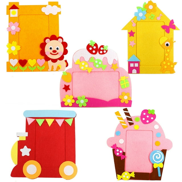 5PCS Photo Frame Lovely Non-woven Tabletop Picture Frame DIY Craft Kit for Kids