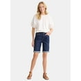 thumbnail image 2 of Time and Tru Women's Mid Rise Denim Bermuda Shorts, 10” Inseam, Sizes 0-22, 2 of 5
