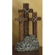 Angle View: 6.5" Religious "He is Risen" Triple Cross Easter Table Top Decoration