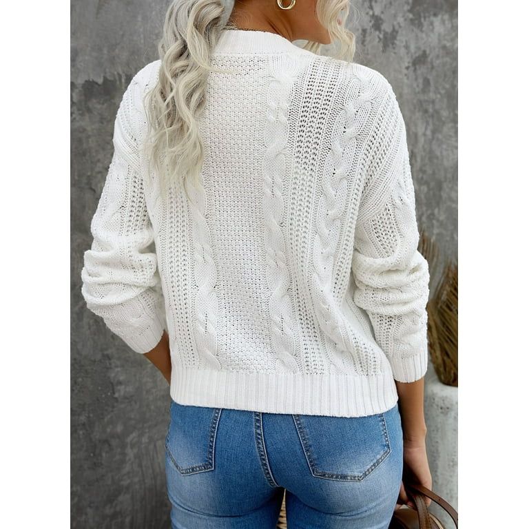 Cropped Cardigan - White - Ladies