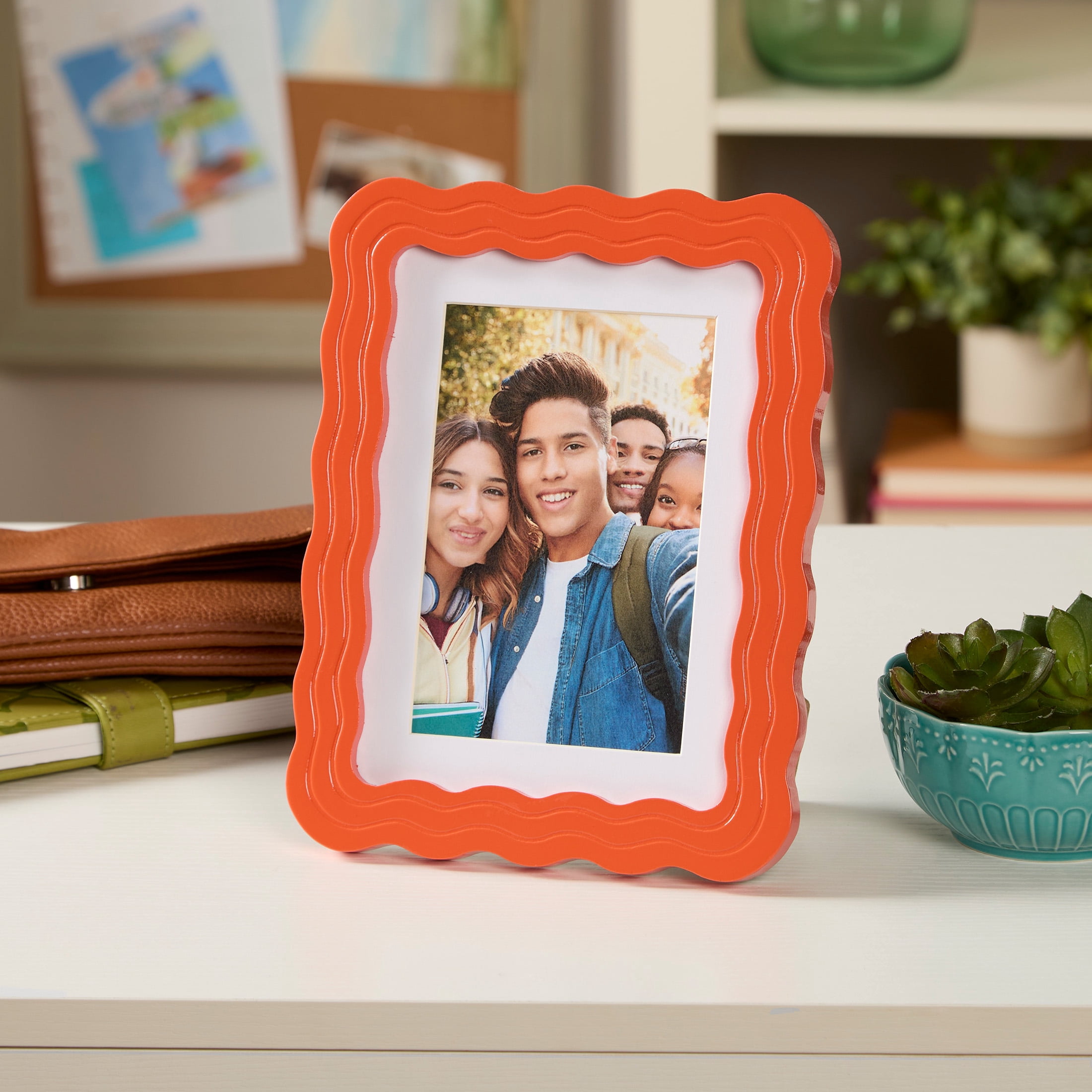 Mainstays by Becky G. & Alejandra 4" x 6" or 5" x 7" Wavy Photo Frame, Mandarin Orange
