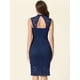 thumbnail image 4 of Vestido de encaje sin mangas para mujer Vestido midi ajustado con cuello redondo y espalda hueca Azul XS, 4 of 6