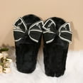 thumbnail image 5 of Amidoa Outdoor Women Slippers Furry Black Cute Cozy Home Open Toe Bow Slippers Women Shoes 36, 5 of 9