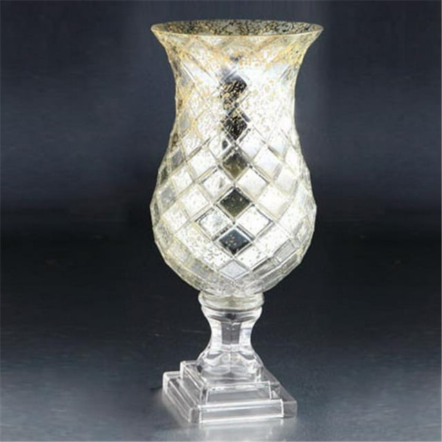 18 x 7.5 in. Glass Hurricane, Silver
