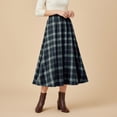 thumbnail image 5 of IUYRTFE Women Plaid Skirt, Polycotton Loose Fit A-Line High Waist Long Skirt for Daily Wear, 5 of 8