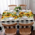 thumbnail image 3 of Sunflower Table Cloth Waterproof Tablecloths, Summer Botanical Bee Rustic Black Plaid Tablecloth Dining Table Cover for Kitchen Party Tabletop Outdoor, Rectangle Tablecloth 52x70 Inch, 3 of 9