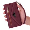 thumbnail image 4 of Dteck Case for Samsung Galaxy A12 6.5-inch, Magnetic PU Leather Card Holder Wallet Crossbag Lager Capacity Purse With Zipper Pocket, Folio Stand Phone Cover with Wrist Strap/Shoulder Strap,Winered, 4 of 8