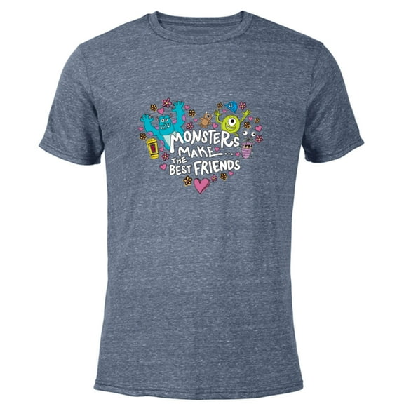 Disney and Pixar’s Monsters Make the Best Friends - Short Sleeve Blended T-Shirt for Adults – Customized-Navy Heather
