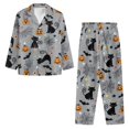 thumbnail image 6 of Yuyamidu Black Cat Pumpkin Button Pajamas for Women Set 2 Pieces Soft Gray Halloween Loungewear Relaxed Pullover Tops Pjs Size 3XL, 6 of 9