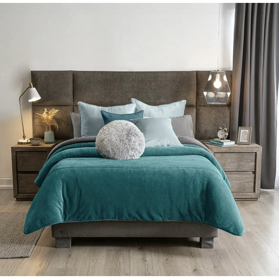 ANTARCTICA TURQUOISE COLOR BLANKET WITH SHERPA SOFTY THICK AND WARM FULL SIZE MADE IN MEXICO