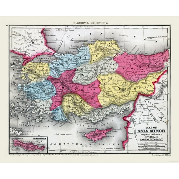Historic Map - Asia Minor - Mitchell 1844 - 28.06 x 23 - Vintage Wall Art
