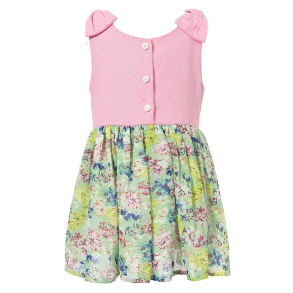 Richie House Girls' Dress With Flower Printed Bottom Skirt RH1658