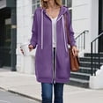 thumbnail image 2 of Towmus Women Full Zip Up Hoodie Plain Hoodies for Womens Casual Fleece Knee Length Tunic Sweatshirts Fall Winter Jackets Tops with Pockets, 2 of 9