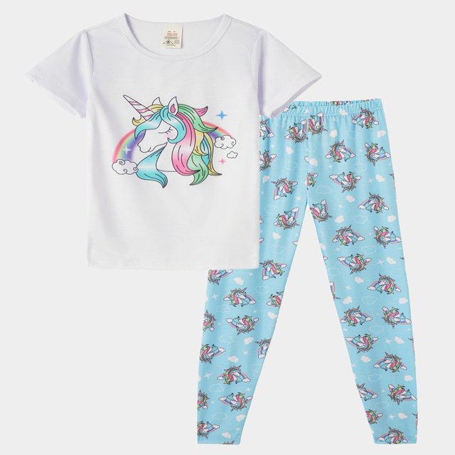 Ensemble de Pyjama pour Fille, Doux et Confortable, Vêtement de Nuit, Pyjama à Motif, Taille 4 à 14 Ans