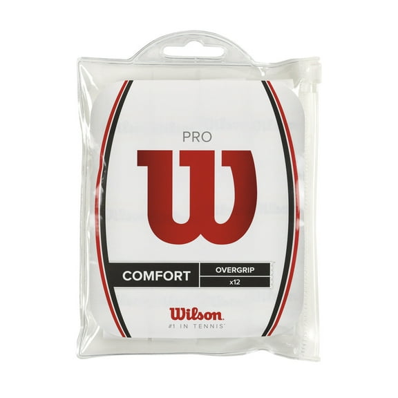 Wilson Pro Tennis Racket Overgrip - White, 12 Pack