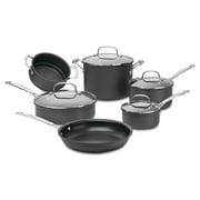 CuisiCuisinart Chef's Classic Nonstick Hard-Anodized 10-Piece Cookware Set, Features Durable Quan Tanium Nonstick Coating and Break-Resistant Tempered Glass Covers; Riveted Stay-Cool Steel Handles