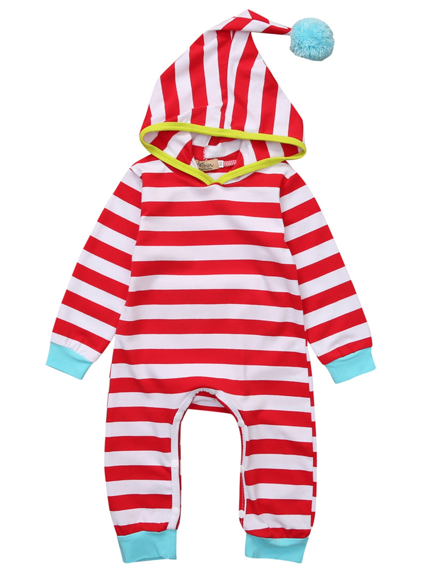 Details about   Baby Girls Boys Long Sleeve Stripe Jumpsuit Romper Unisex Kids Christmas Costume 