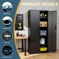 thumbnail image 3 of 71" H Metal Storage Cabinet w/ Lock, 4 Adjustable Shelves - Garage, Office, Home, Warehouse Tool Organizer, Black, 3 of 9