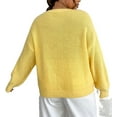 Casual Plain Round Neck Pullovers Long Sleeve Yellow Plus Size Sweaters