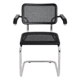 thumbnail image 3 of Breuer Chair Company Marcel Breuer B64 Cesca Cane Cantilever Armchair Arm Chair w/ Chrome Steel Frame Black Wood & Black Cane (Made in Italy) by Furnish Theory, 3 of 17