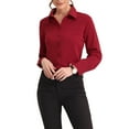 thumbnail image 1 of INSPIRE CHIC Women's Color Block Button Up Long Sleeve Work Shirt Solid Red XL, 1 of 5