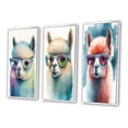 thumbnail image 3 of Designart "Cool Alpaca with Sunglasses Watercolor Style I" Animals Llama Framed Wall Art Set Of 3 - Blue Llama Frame Gallery Wall Set For Home Decor, 3 of 6