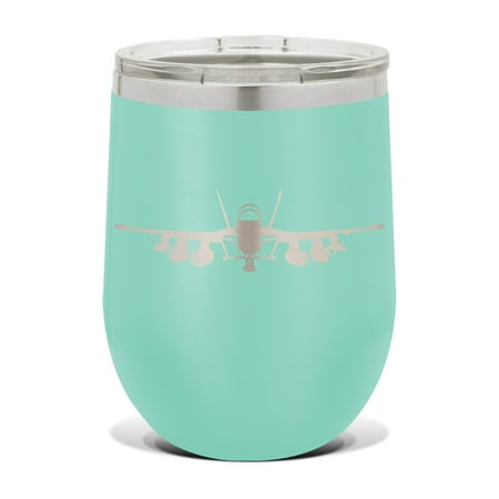 

EA-18G Growler Wine Tumbler 12 oz - Laser Engraved - Stainess Steel - Vacuum Insulated - Double Walled - Wine Glass - Stemless - Drinkware Clear Lid - ea18g ea18 electronic warfare aircraft - Teal