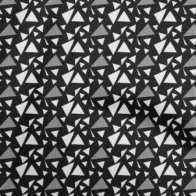 oneOone Rayon Black Fabric Geometrical Craft Projects Decor Fabric Printed By The Yard 56 Inch Wide-aA