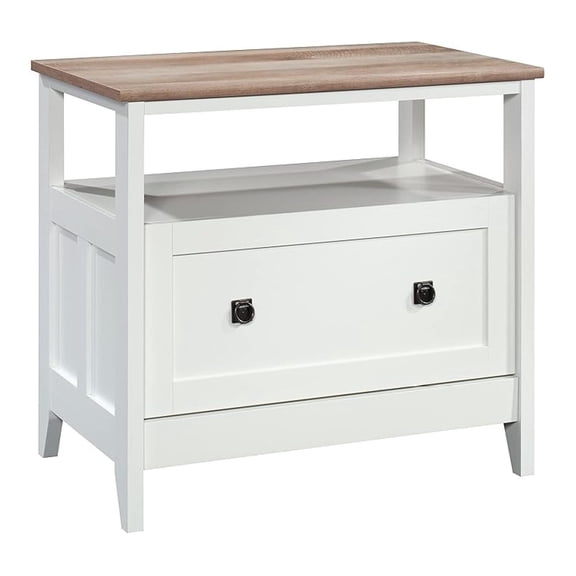 File Cabinet 1 Drawer Legal Size, Soft White Office Cabinet with Shelf - August Hill Modern Farmhouse Storage