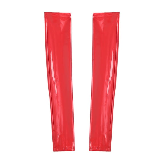 Sxiwei Woman Patent Leather Elbow Long Opera Fingerless Gloves Mittens Night Party Driving Gloves Red One Size