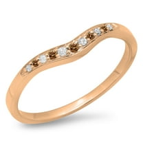 Dazzlingrock Collection 0.11 Carat (ctw) 14K Round Champagne & White Diamond Wedding Stackable Guard Band, Rose Gold, Size 8