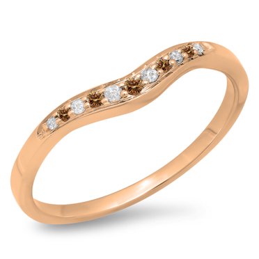 Dazzlingrock Collection 0.11 Carat (ctw) 14K Round Champagne & White Diamond Wedding Stackable Guard Band, Rose Gold, Size 8