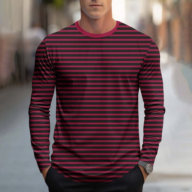 Amzcrzy Sudadera Para Hombre, Moda Casual, Para Hombre, Estampado Deportivo, Manga Larga, Cuello Redondo, Blusas, Camisas, Rojo, S