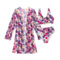 thumbnail image 5 of Lopeceal Women's Floral 3 Piece Hawaiian Outfits Beach Kimono Cardigans Cover Ups Crop Cami Tops Boy Shorts Tankini Swimsuit, 5 of 7