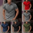 thumbnail image 5 of Mens Casual Short Sleeve Shirt Slim Fit Office T Shirt Muscle Blouse Tops Tee, 5 of 11
