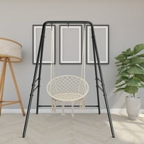 Heavy Duty Wrought Iron Hanging Chair Stand - 200kg Capacity 3-Ring Frame - Sturdy 4-Leg Base for Indoor/Outdoor Use