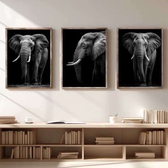 African Elephant Canvas Painting Black White Animal Wall Art Pictures for Living Room Bedroom Decoration Canvas Pictures Poster Frameless