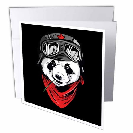 Hipster Asia Panda Bear with Pilot Uniform 1 Greeting Card with envelope gc-306936-5