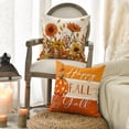 thumbnail image 5 of Sm:)e Set of 4 Fall Pillow Covers 18x18 Inch - Autumn Decorative Throw Pillowcases with Pumpkin, Sunflowers and Happy Fall, 5 of 7