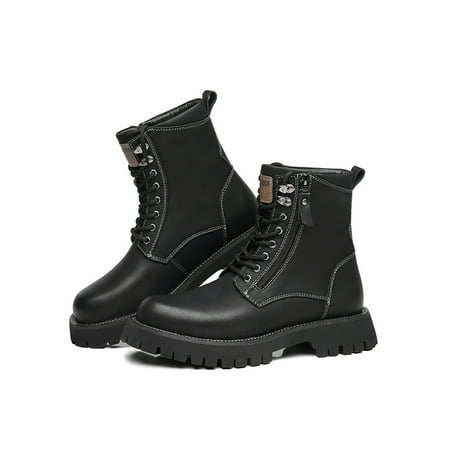 

Gomelly Mens Work Boots Casual Ankle Booties Comfort Combat Boot Rubber Sole Safety Shoe Outdoor Winter Shoes Black 7.5
