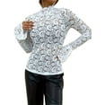 thumbnail image 2 of Women's Floral Lace Mock Neck Long Flounce Sleeve Pullover Sheer Slim Fit Stand Collar Blouse Top White XL, 2 of 9