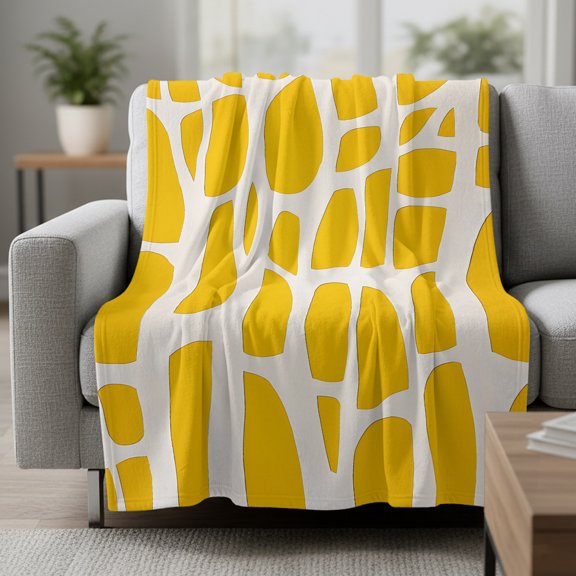 Fleece Blanket Yellow Color Block Blankets,Soft Cozy Warm Flannel Throw Blanket,Abstract Geometric Art Blanket for Bed Couch Sofa 30x40in