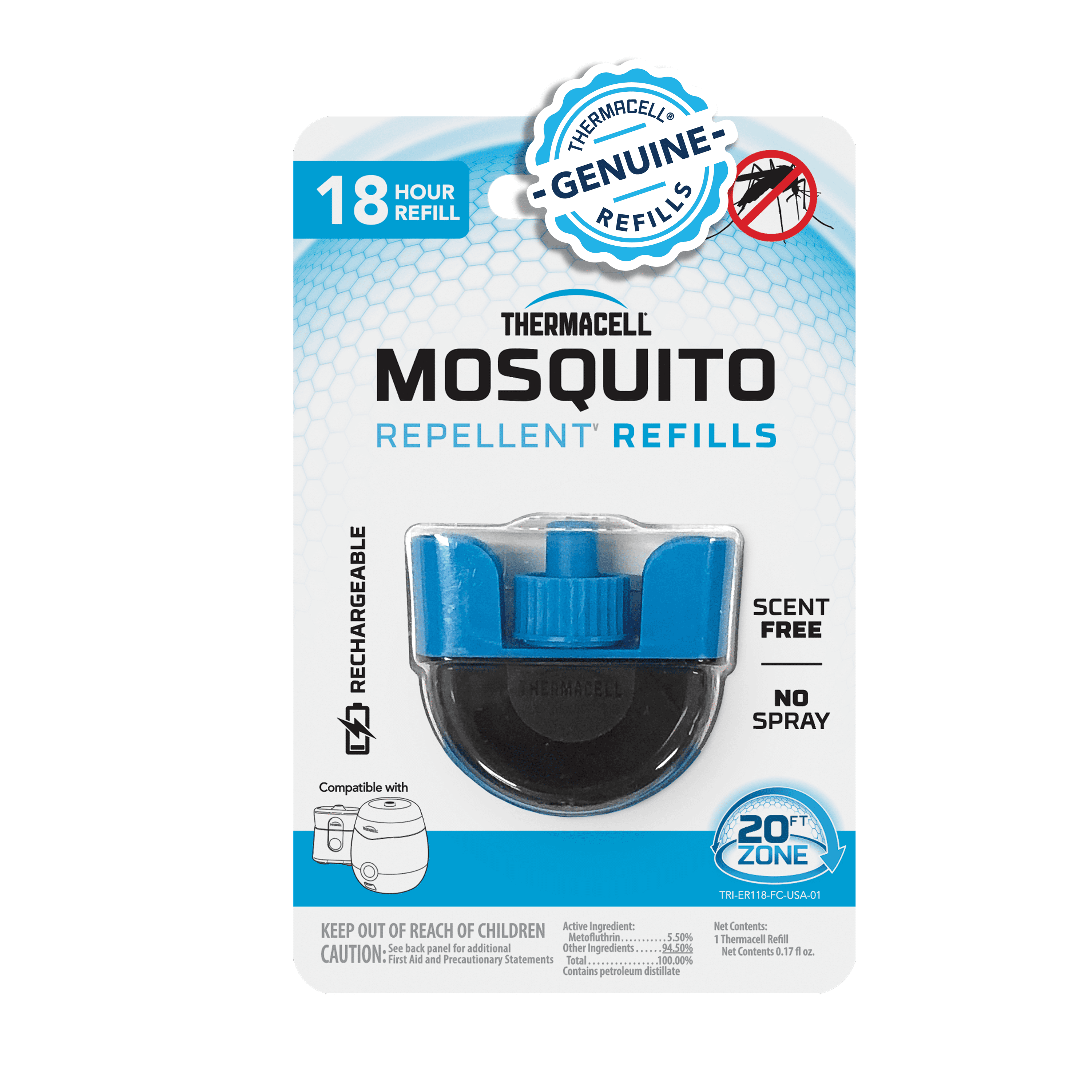 (2 pack) Thermacell Rechargeable Mosquito Repeller 18-Hour Refill for Mosquito Protection