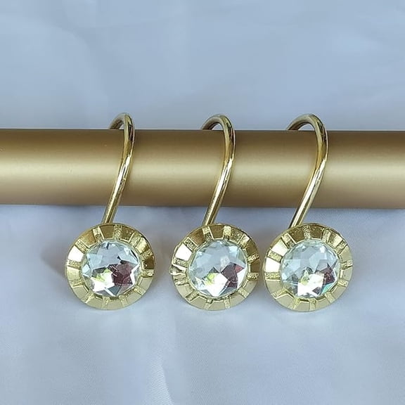 Gold Shower Curtain Rings Hooks Rustproof, Set of 12