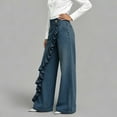 thumbnail image 4 of JUSLIO Womens Jeans,Lace Trim Full Length Casual Denim Trousers Solid Jeans, 4 of 5