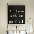 thumbnail image 3 of Emma + Oliver Gold Metal Framed Bathroom Medicine Cabinet with Reversible, Recessed Design and Beveled Rounded Mirror - 24" x 30", 3 of 11
