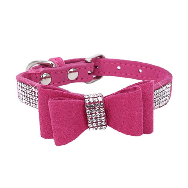 serony Bling Crystal Cat Collar Metal Adjustable Puppy Bow Tie Rhinestone Soft Collars Pet Supplies for Small Medium Dogs