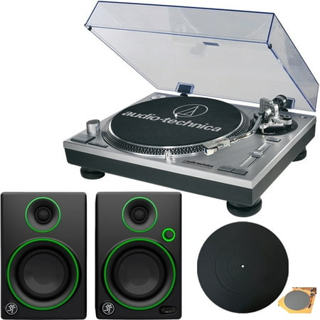 Audio-Technica AT-LP120-USB Direct-Drive Professional Turntable in Silver w/ Mackie CR Series CR3 3
