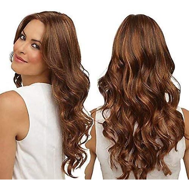Peluca sintética larga, estilo ondulado natural, cabello largo y rizado con raya mediana, ondas grandes ombré